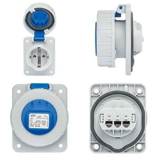 IDE BASE EMPOTRAR TIPO SCHUKO IP67 2P+TT 220/230V. 16A. - Imagen 2