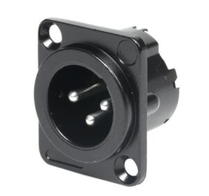 Conector macho XLR3 panel. Metálico Tipo D. NE