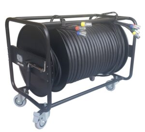 Carro metálico ruedas ethercon 4x CAT 6A FTP goma NBR Neutrik. 80m