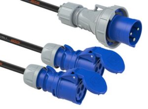 Adaptador Macho CEE 63A 3P a 2x Hembra CEE 32A 3P. 1m