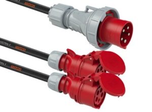 Adaptador Macho CEE 63A 5P a 2x Hembra CEE 32A 5P. 2m