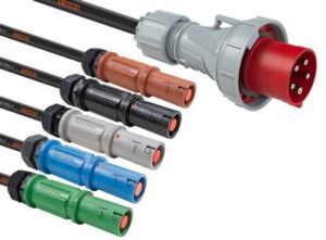 Adaptador Macho CEE 63A 5P a 5x PL400A E. TNX 1×16. 1m