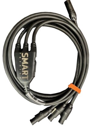 Adaptador Schuko Macho, 1m. 3G2,5mm a triple goma 3xPcon TRUE Neutrik hembra 1m. 3G2,5mm.