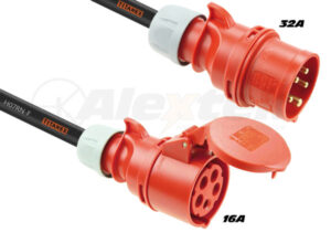 Adaptador Macho CEE 32A 5P a 1x Hembra CEE 16A 5P. 0.5m