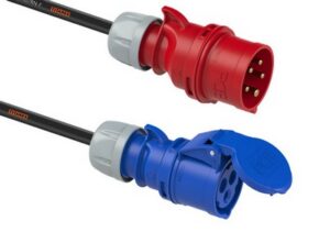 Adaptador Macho CEE 32A 5P a 1x Hembra 32A 3P. NE. 0,5m