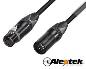 Prolongador DMX 5p. Cable Balanceado Digital 1x2x0,35 mm² 110 Ohm. AES/EBU y DMX. Neutrik XX. NE. Termo/Velcro. 1,5m
