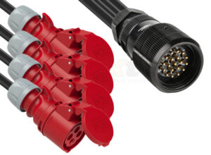 Pulpo motores Socapex Macho a 4x CEE 16A4P-6h Hembra ROJO. 1m
