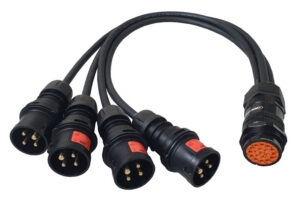 Pulpo motores Socapex Hembra a 4x CEE 16A4P-6h Macho. 1m