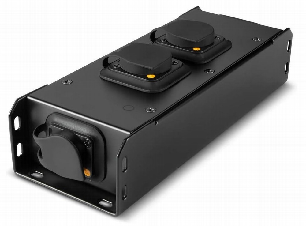 BASE 2 TOMAS PconTrue IP65 + ENTRADA/SALIDA POWERCON TRUE. M10. Caja metálica IP20. - Imagen 2