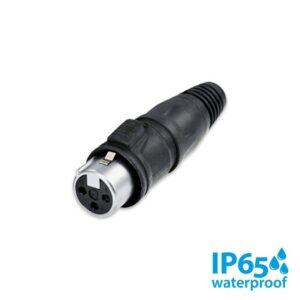 Conector XLR 3 PIN hembra aéreo IP65 cuerpo color plata contactos plata